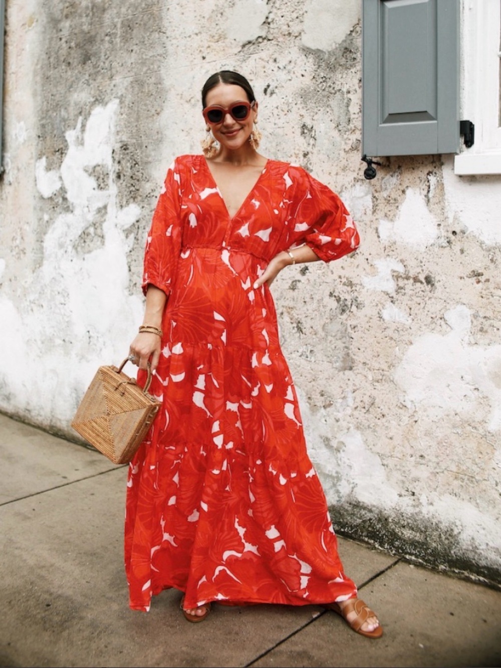Trina Turk Red and White Maxi Dress